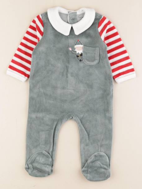 Pyjama velours - 6 mois Vert 1 - vertbaudet enfant 