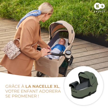 Poussette 3 en 1 Kinderkraft YOXI avec Nacelle Transformable, Siège Réversible, MINK PRO i-Size et Roues Increvables Gris clair+Vert 8 - vertbaudet enfant 