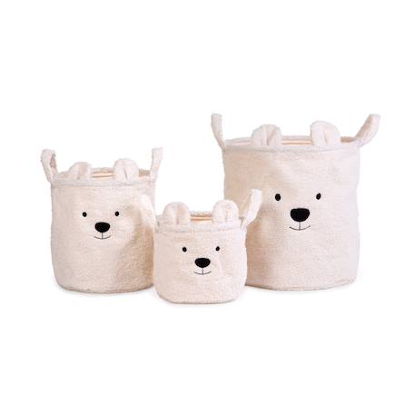 Set de 3 paniers de rangement teddy Blanc cassé+Neutre 2 - vertbaudet enfant 