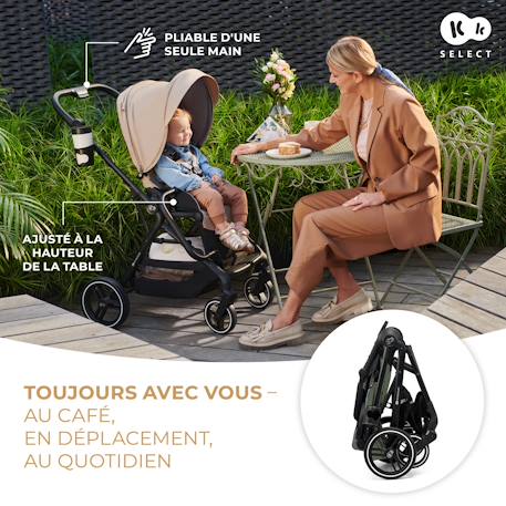 Poussette 3 en 1 Kinderkraft YOXI avec Nacelle Transformable, Siège Réversible, MINK PRO i-Size et Roues Increvables Gris clair+Vert 9 - vertbaudet enfant 