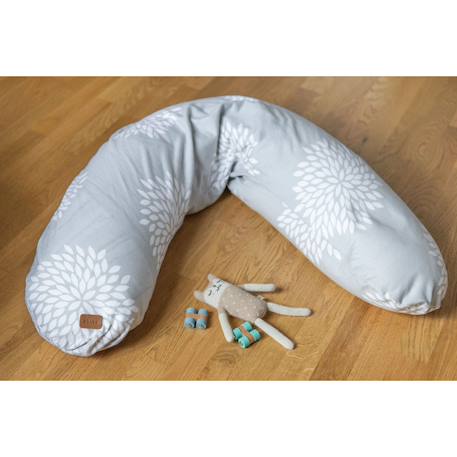Coussin d'allaitement confortable et multifonctions big flopsy Argile beige+Fleur gris+Rose épanouie 10 - vertbaudet enfant 