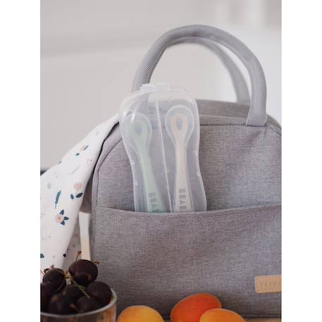Lot 2 cuillères 2ème âge silicone avec boite de transport Naturel 5 - vertbaudet enfant 
