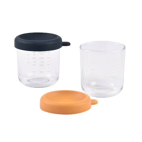 Lot de 2 portions repas en verre 250 ml Bleu nuit/miel+Vert sauge/gazelle 3 - vertbaudet enfant 