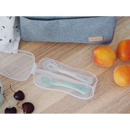Lot 2 cuillères 2ème âge silicone avec boite de transport Naturel 3 - vertbaudet enfant 