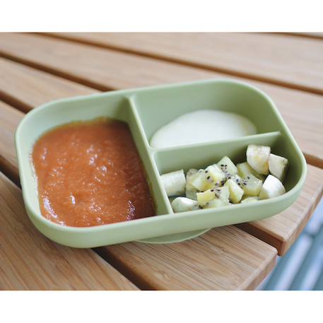Set repas compartimenté en silicone Terre argile+Vert sauge 4 - vertbaudet enfant 