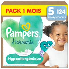 Puériculture-Toilette de bébé-Propreté et change-Couches jetables-Harmonie, taille 5, 124 couches