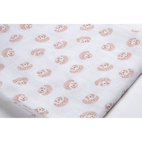 Lot de 3 langes en coton Cygne rose gris+Hérisson / marron+Jurassique / vert 10 - vertbaudet enfant 