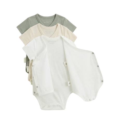 Lot de 3 bodies bébé manches courtes ouverture croisée mini rêve Ecru 3 - vertbaudet enfant 