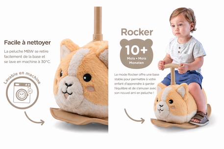 Porteur Animal À Bascule 2 En 1 En Peluche Chien Gris+Marron 11 - vertbaudet enfant 