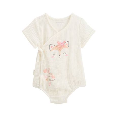 Barboteuse bébé en gaze de coton louison Ecru 2 - vertbaudet enfant 