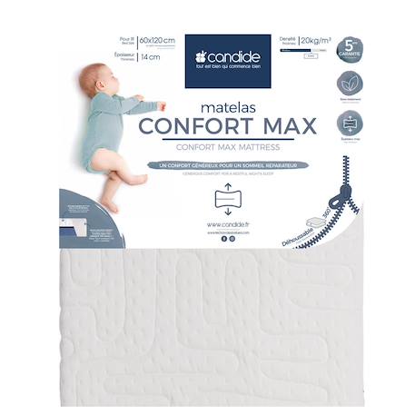 Matelas pour lit bébé confort max - confort généreux - déhoussable à 360° Blanc 1 - vertbaudet enfant 