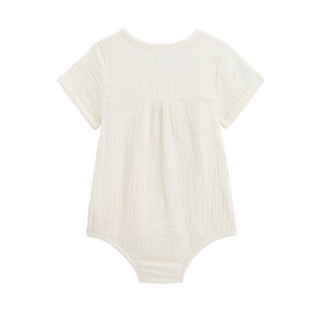 Barboteuse bébé en gaze de coton louison Ecru 3 - vertbaudet enfant 