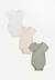 Lot de 3 bodies bébé manches courtes ouverture croisée mini rêve Ecru 1 - vertbaudet enfant 