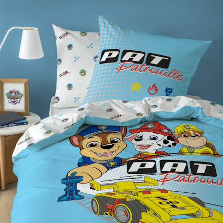 Parure de lit imprimée 100% coton, pat patrouille car Bleu 1 - vertbaudet enfant 