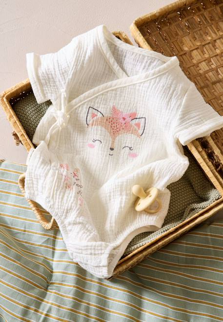 Barboteuse bébé en gaze de coton louison Ecru 1 - vertbaudet enfant 