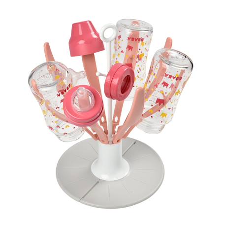 Egoutte biberons pliable compact et nomade capacité 8 biberons Gris+Rose+Terre argile 11 - vertbaudet enfant 