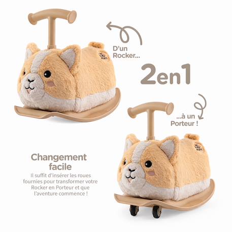 Porteur Animal À Bascule 2 En 1 En Peluche Chien Gris+Marron 8 - vertbaudet enfant 