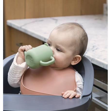 Tasse d'apprentissage en silicone Barbe à papa+Galet+Vert sauge 11 - vertbaudet enfant 
