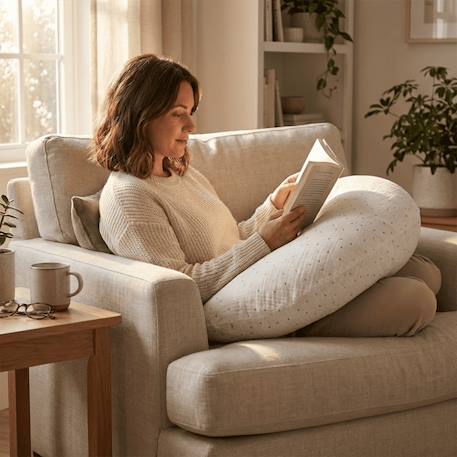 Coussin de maternité 3 en 1 : grossesse, allaitement & repos - housse double gaze coton - blanc Blanc 4 - vertbaudet enfant 