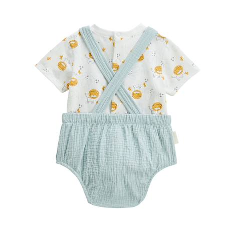 Ensemble salopette bébé en gaze de coton et t-shirt elio Bleu 4 - vertbaudet enfant 