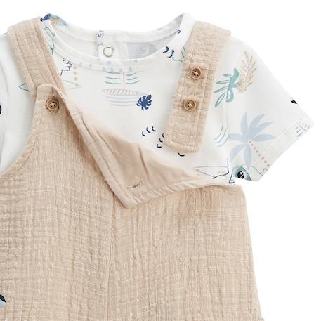 Ensemble salopette bébé en gaze de coton et t-shirt toucana Sable 4 - vertbaudet enfant 