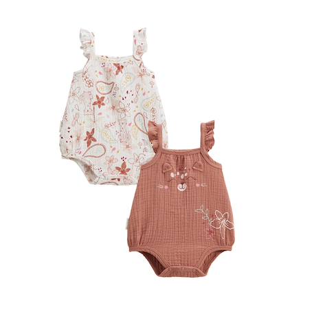 Lot de 2 barboteuses bloomer bébé en gaze de coton arizona Ecru 2 - vertbaudet enfant 