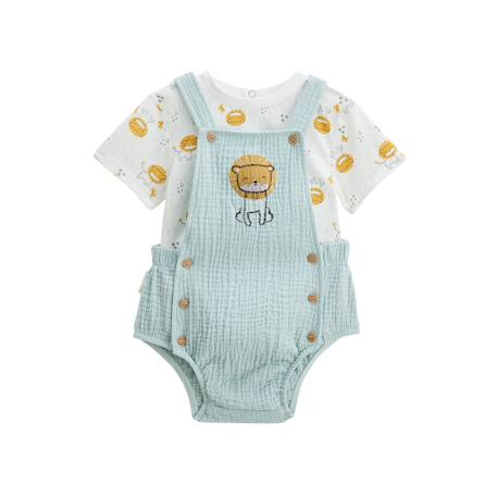 Ensemble salopette bébé en gaze de coton et t-shirt elio Bleu 2 - vertbaudet enfant 