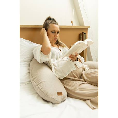 Coussin d'allaitement confortable et multifonctions big flopsy Argile beige+Rose épanouie 3 - vertbaudet enfant 