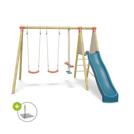 Portique balançoire et toboggan en bois 2,30m yaki 2 + secur'in Bois 2 - vertbaudet enfant 