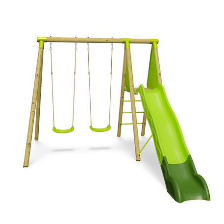 Portique balançoire et toboggan en bois 2,30m lumi Bois 2 - vertbaudet enfant 