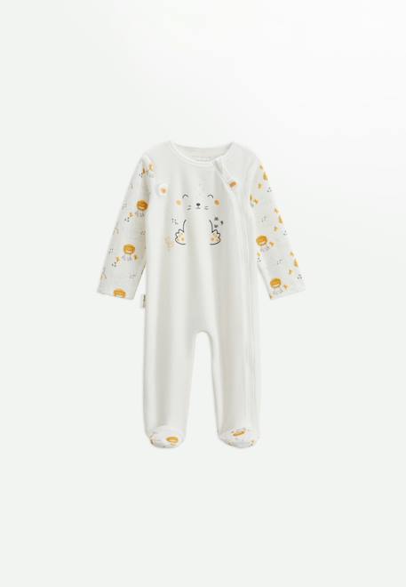 Pyjama bébé en velours ouverture zippée elio Ecru 1 - vertbaudet enfant 