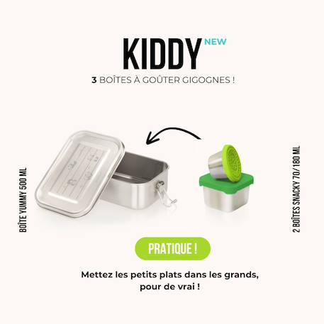 3 boîtes à gouter inox kiddy 500 ml pandas Gris 2 - vertbaudet enfant 