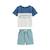 Ensemble enfant t-shirt et short en gaze de coton toucana Bleu 2 - vertbaudet enfant 