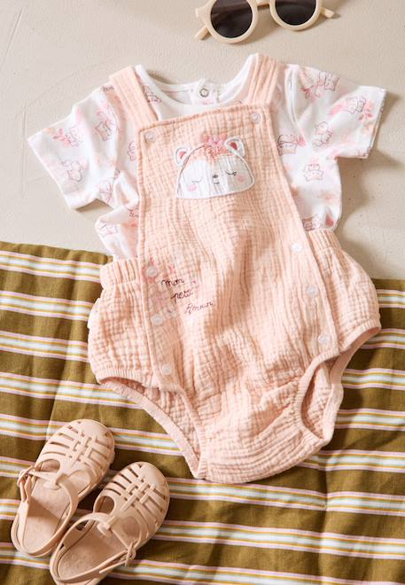 Bébé-Ensemble salopette bébé en gaze de coton et t-shirt louison