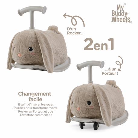 Porteur Animal À Bascule 2 En 1 En Peluche Chien Gris+Marron 2 - vertbaudet enfant 
