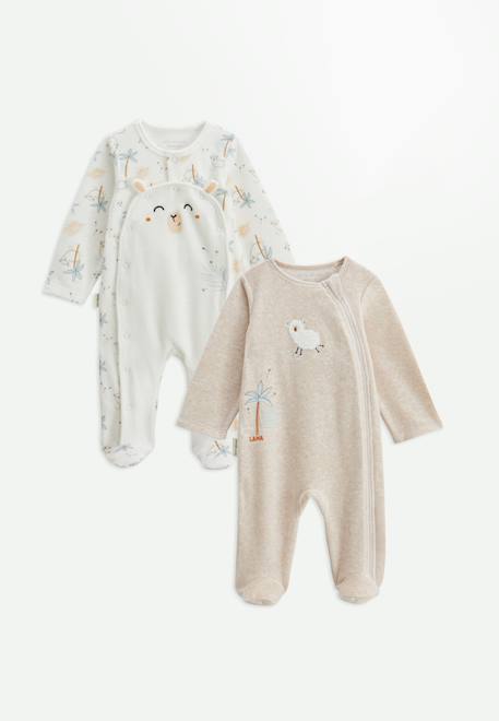 Bébé-Lot de 2 pyjamas bébé en velours noisette