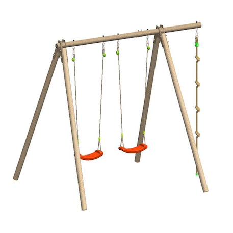 Portique balançoire piko bois/métal Marron 3 - vertbaudet enfant 