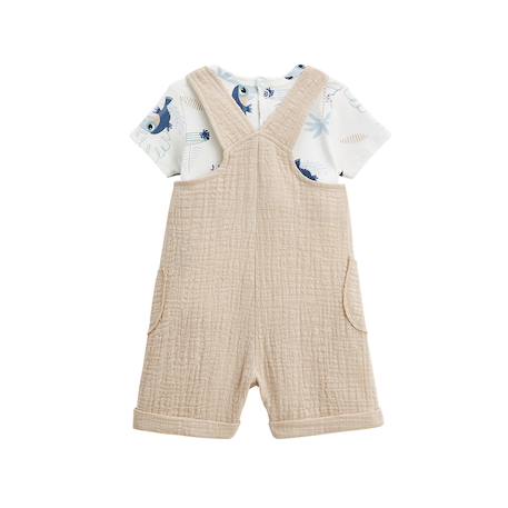Ensemble salopette bébé en gaze de coton et t-shirt toucana Sable 3 - vertbaudet enfant 