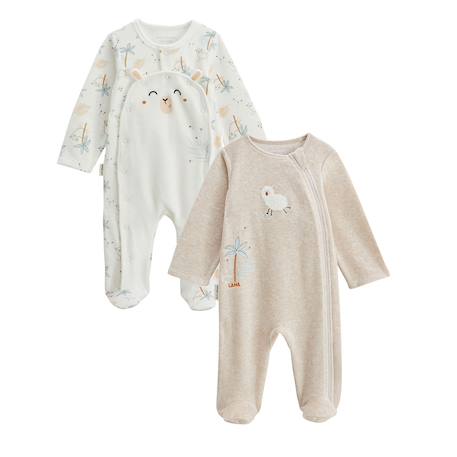 Lot de 2 pyjamas bébé en velours noisette Ecru 2 - vertbaudet enfant 