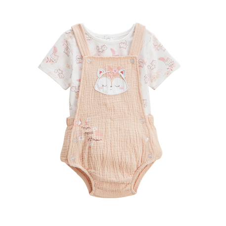 Ensemble salopette bébé en gaze de coton et t-shirt louison Rose 2 - vertbaudet enfant 
