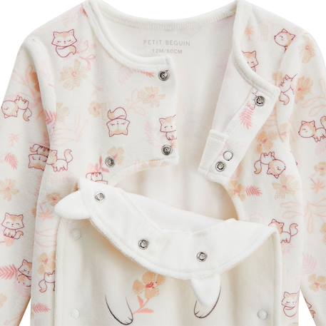 Pyjama bébé en velours ouverture pont louison Ecru 4 - vertbaudet enfant 