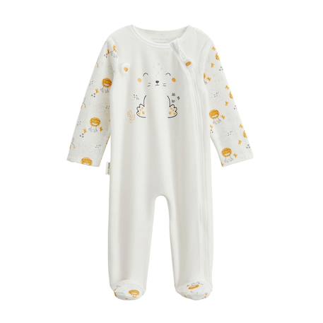 Pyjama bébé en velours ouverture zippée elio Ecru 2 - vertbaudet enfant 