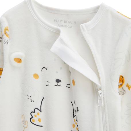 Pyjama bébé en velours ouverture zippée elio Ecru 4 - vertbaudet enfant 