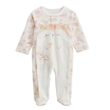 Pyjama bébé en velours ouverture pont louison Ecru 2 - vertbaudet enfant 