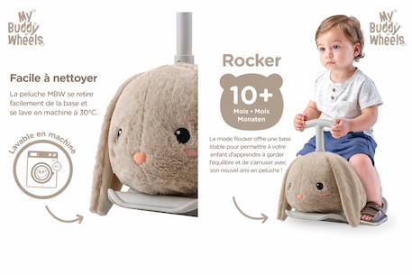 Porteur Animal À Bascule 2 En 1 En Peluche Chien Gris+Marron 6 - vertbaudet enfant 