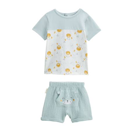 Ensemble bébé t-shirt et short en gaze de coton elio Bleu 2 - vertbaudet enfant 