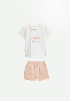 -Ensemble bébé t-shirt et short en gaze de coton louison