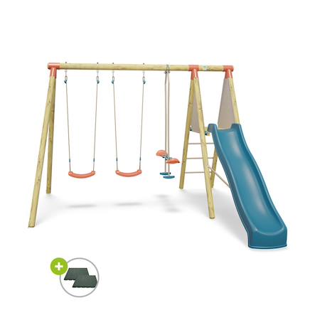 Portique balançoire et toboggan en bois 2,30m palmi 2 Bois 2 - vertbaudet enfant 