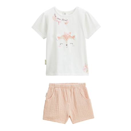Ensemble bébé t-shirt et short en gaze de coton louison Rose 2 - vertbaudet enfant 