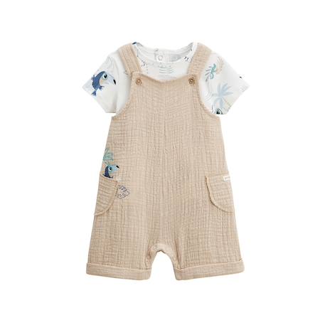 Ensemble salopette bébé en gaze de coton et t-shirt toucana Sable 2 - vertbaudet enfant 